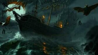 Night Voyage Pirate Lore Ship Art Halloween Painting