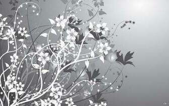 White Gray Flowers Abstract Wallpaper