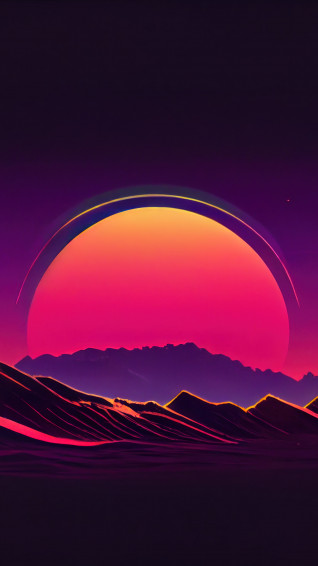 Sunset Mountain Synthwave Art 4k Wallpaper iPhone HD Phone 6121k
