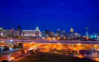 San Antonio Texas Night City Lights Stock Photos Image