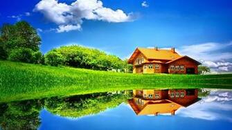 Natural Grass Home Sky Full HD Wallpaper Large