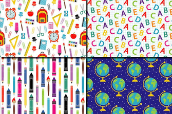 Back To School Digital Paper Supplies Pattern