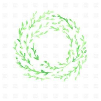 Green Watercolor Leaf Wreath On White Background Vector Image Of