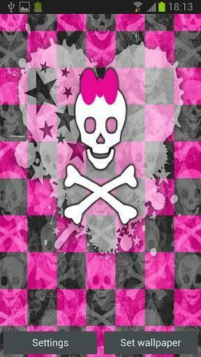 Girly Skulls HD Live Wallpaper Screenshot