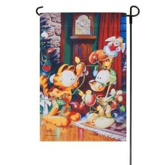 Xmas Garfield And Dick Garden Flag