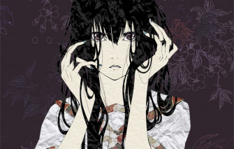 Abstract Patterns Long Hair Artwork Anime Girls Black