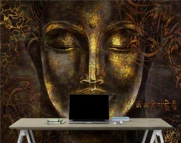 Buddhist Art Gold Style 3d Look Buddha Wallpaper Mural