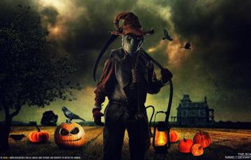 Wallpaper Eyes House Danger Lamp Hat Pumpkin Crows Braid