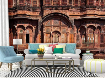 Amazon Wall Mural Decorated Carved Windows In Rajasthan India
