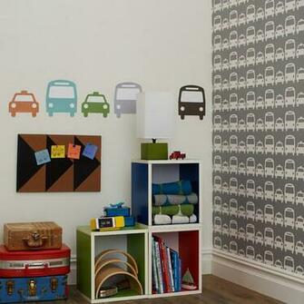 Dwellstudio Cars Dove Wallpaper