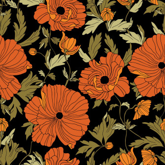 Red And Black Poppy Floral Wallpaper Peel Stick Or Non Pasted