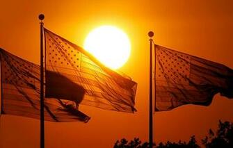 Wallpaper Sunset Usa Flags New Jersey City Park