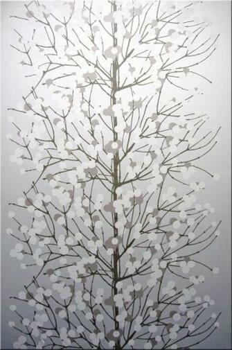 Marimekko Lumimarja Fabric Wall Art In Silvery Grey And White Sateen