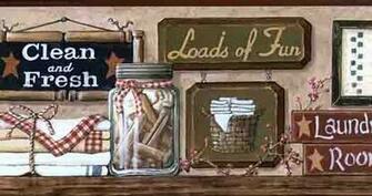 Folk Art Laundry Signs Wallpaper Border Cb5511bdb