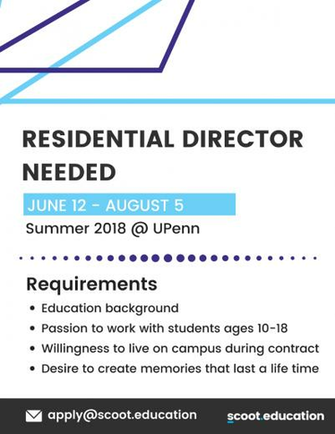 Scoot Education On Summer Job Opening Residential