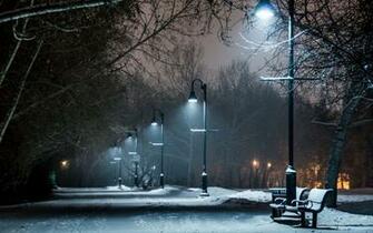 Lamp Post Night Path Trail Wallpaper