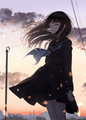 Saitoo Anime School Girl Sad Kawaii Manga Love Art Wallpaper