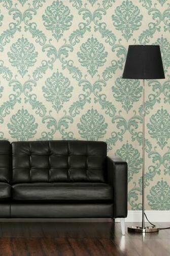 Sebastion Aqua Damask Wallpaper