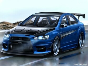 Mitsubishi Lancer Evo X Blue Exclusive HD Wallpaper