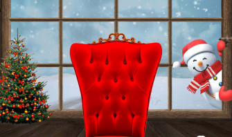 Red Elegant Chair Digital Art Christmas Teams Background Wallpaper