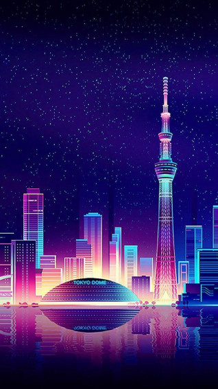 Tokyo Cityscape Buildings Digital Art Wallpaper