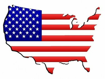 United States Flag On Continent Background