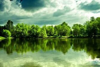 Green Landscape Of The Lake HD Desktop Wallpaper