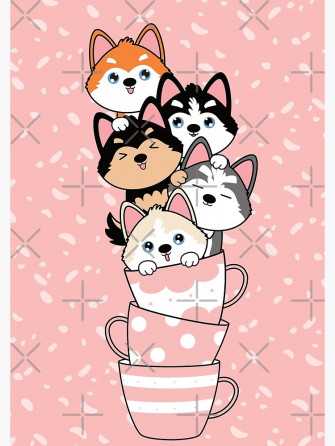 Kawaii Teacup Siberian Husky Pomsky Puppies Poster By