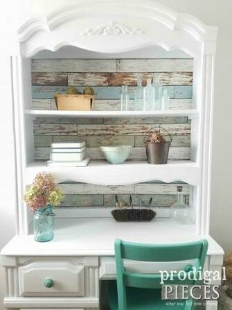 Broyhill Hutch Desk Refreshed With Removable Wallpaper Prodigal