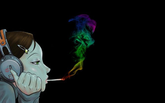 Girl Smoking Weed Drawing Wallpaper