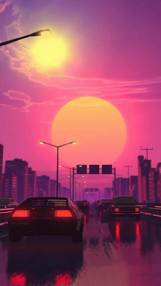 Japan Sunset For 80s Aesthetic iPhone Wallpaper