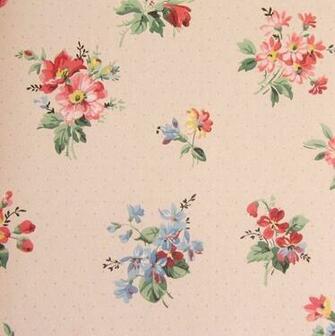 Wallpaper Vintage Floral C1940s Our Cottage Garden