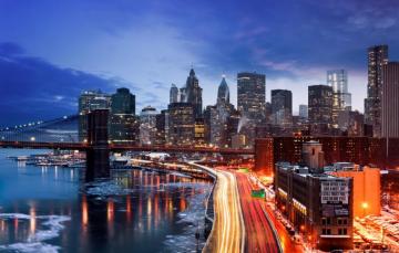 Wallpaper Winter The City Lights New York Evening Usa