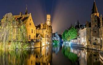 Wallpaper Night Lights Home Channel Belgium Architecture