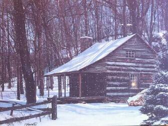 Winter Log Cabin Of A In