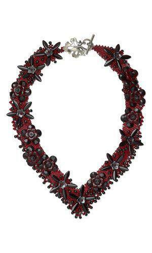 Simple Seed Bead Background Livened Up By Interesting Embellishment
