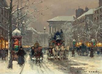Edouard Cortes Winter Scene In Paris Amp S Jpg