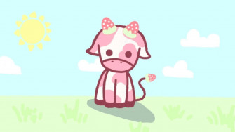 Kawaii Strawberry Cow Wallpaper