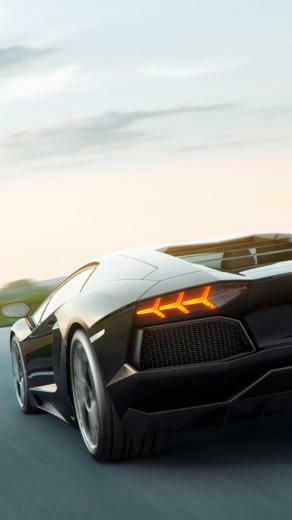Black Lamborghini Aventador Back Wallpaper iPhone