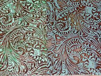 Leather X10 Cognac Brown And Mint Western Tooled Floral Leaf