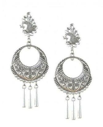 Traditional Oxidised Silver Fashion Earrings Nisuj