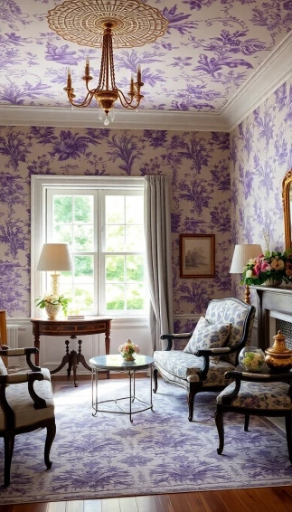 Purple Toile Wallpaper