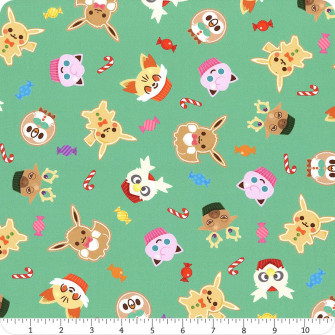 Pikachu S Holiday Green Sweets Yardage Sku Fat