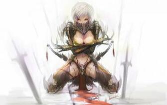 Fantasy Girl Cleavage Dagger Widescreen HD Wallpaper V08