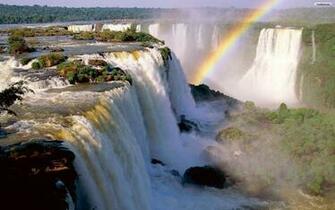 Waterfall And Rainbow Wallpaper