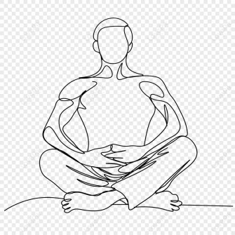 Yoga Meditation Pose Line Drawing Male Continuous Poses Continuity Png White Transparent Wallpaper