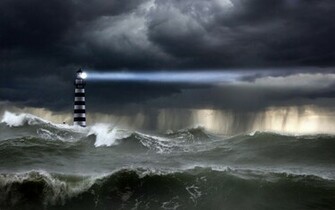 Lighthouse In The Storm Wallpaper