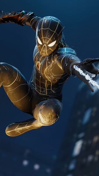 Spiderman No Way Home Black Gold Suit Wallpaper iPhone Phone 4k 7891e