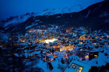 Mountain City Winter Lights Wallpaper HD Desktop And