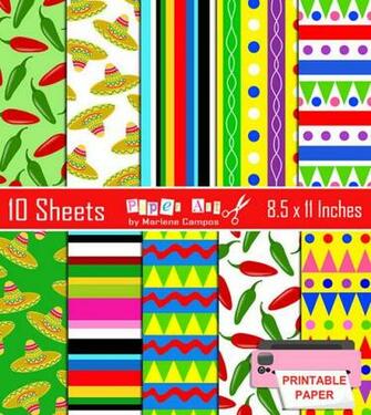 Instant Printable Mexican Background Fiesta